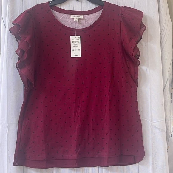 Style & Co Coral Dot Top - Picture 7 of 7